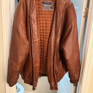 Giovanni Men's Brown Leather Bomber Jacket